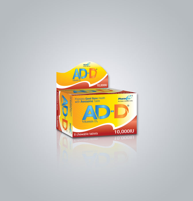 Ad-D Chewable Tab. 10000IU CP 1X8's